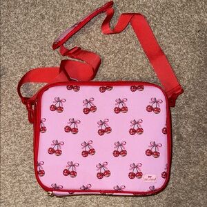 Pink Cherry Print Crossbody Lunch Bag simply southern